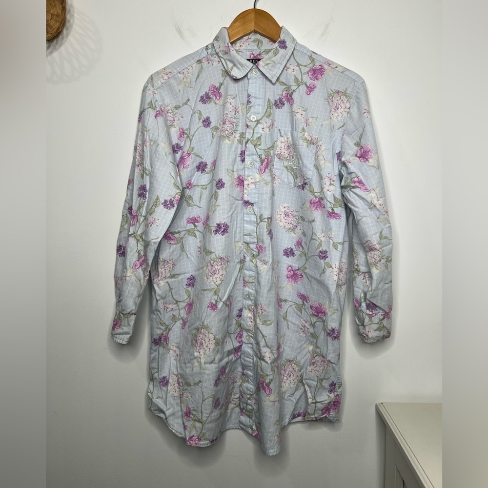 Lauren Ralph Lauren cotton floral-print sleep shirt size Medium